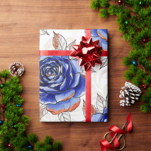 Papel de Embrulho com Padrão de Aquarela de Rosa A