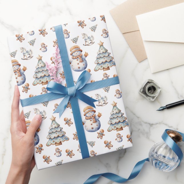 Papel de embrulho com padrão de árvore de Natal co (Presentear)