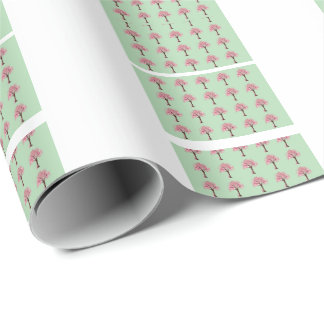Papel de embrulho com padrão de árvores cor-de-ros