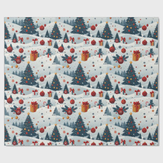 Papel de embrulho com padrão de árvores de Natal f