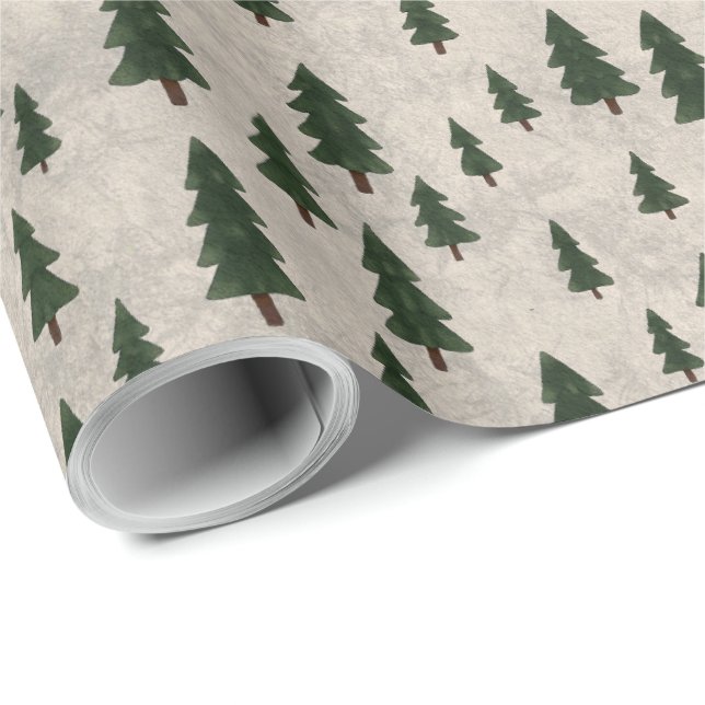 Papel de embrulho com padrão de árvores de pinheir (Ponta do rolo)