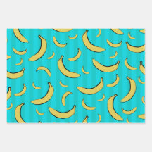 Papel de embrulho com padrão de banana em folhas p