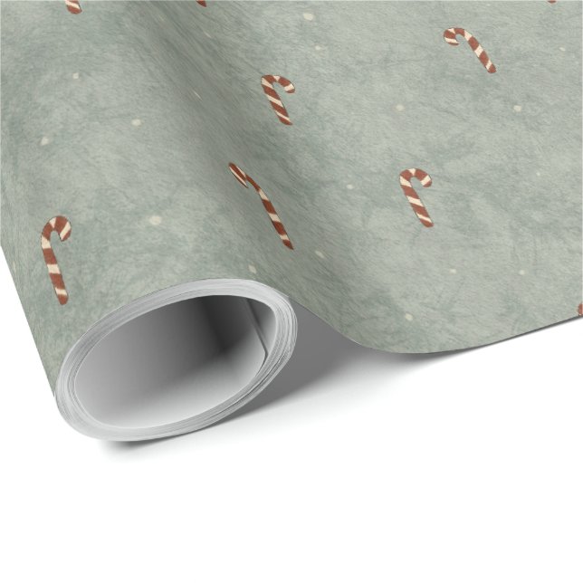 Papel de Embrulho com Padrão de Bastão de Doces (Ponta do rolo)