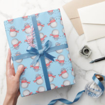 Papel de embrulho com padrão de boneco de neve ado