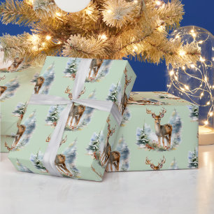 Papel de Embrulho com Padrão de Cervos na Floresta