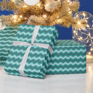 Papel de embrulho com padrão de chevron azul-verde