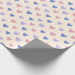 Papel de embrulho com padrão de coração desenhado