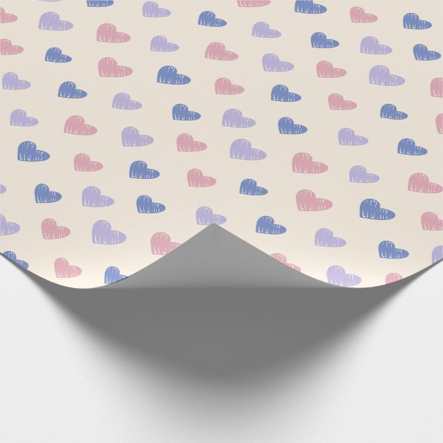 Papel de embrulho com padrão de coração desenhado  (Ponta)