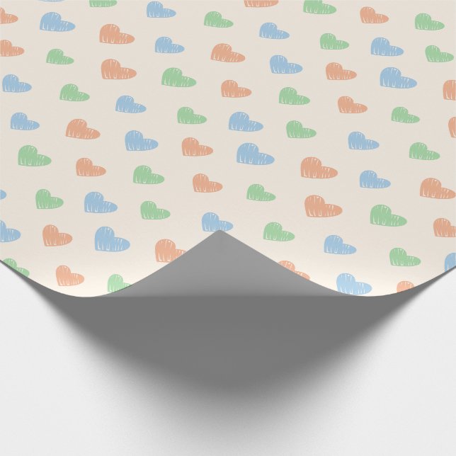 Papel de embrulho com padrão de coração desenhado  (Ponta)