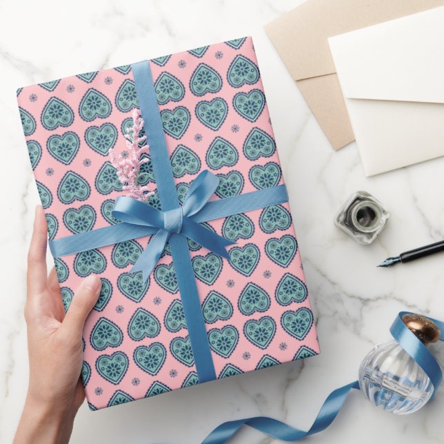 Papel de embrulho com padrão de coração ‘Karlek’  (Presentear)