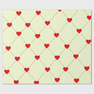 Papel de embrulho com padrão de corações vermelhos