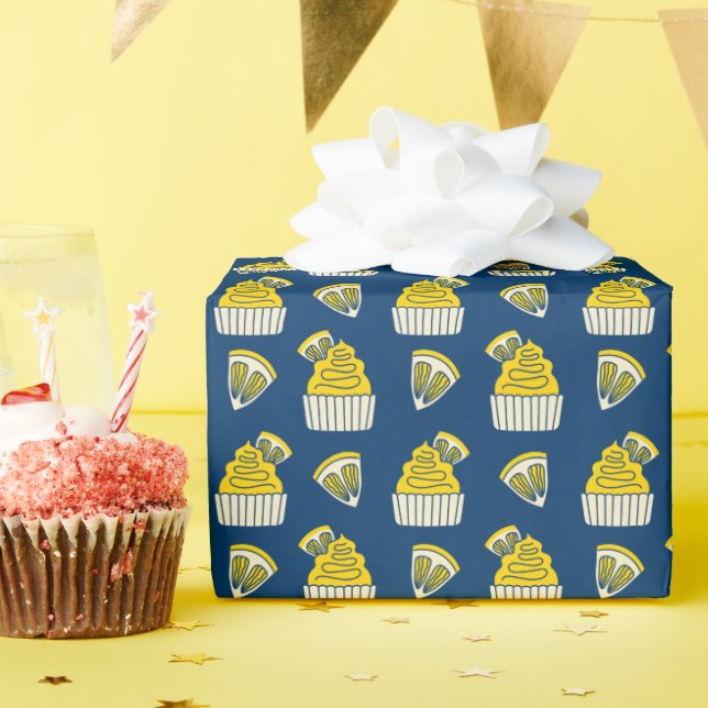Papel de embrulho com padrão de cupcakes de limão  (Festa de aniversário)