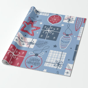Papel de embrulho com padrão de decoração de Natal