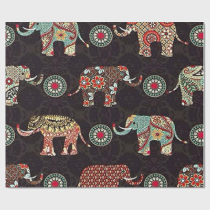 Papel de embrulho com padrão de elefante decorativ