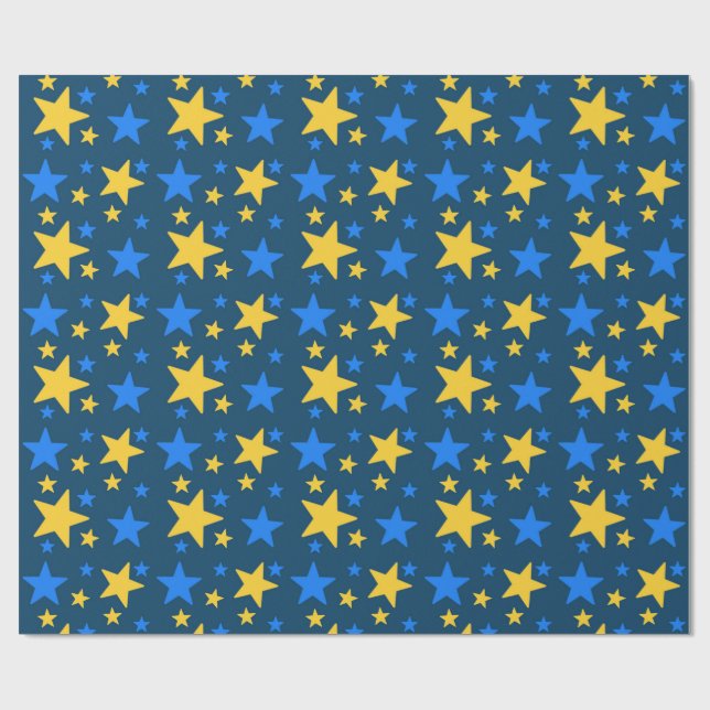 Papel de embrulho com padrão de estrelas azul e am (Aberto)