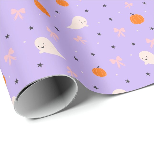Papel de embrulho com padrão de fantasmas de Hallo (Ponta do rolo)