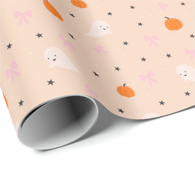 Papel de embrulho com padrão de fantasmas de Hallo (Ponta do rolo)