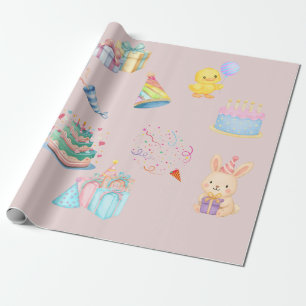 Papel de embrulho com padrão de festa de aniversár
