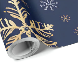 Papel de embrulho com padrão de floco de neve dour