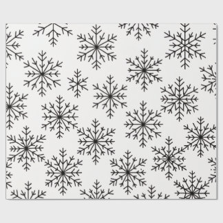 Papel de embrulho com padrão de floco de neve pret