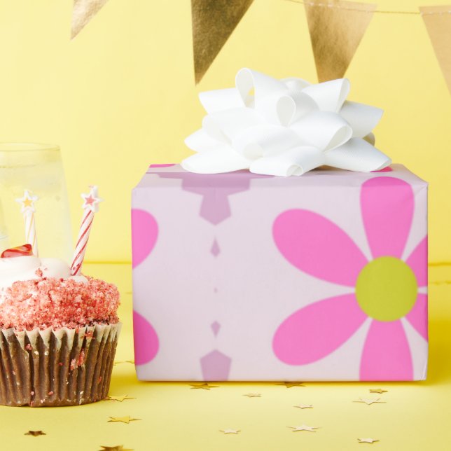 Papel de embrulho com padrão de flor de margarida  (Festa de aniversário)