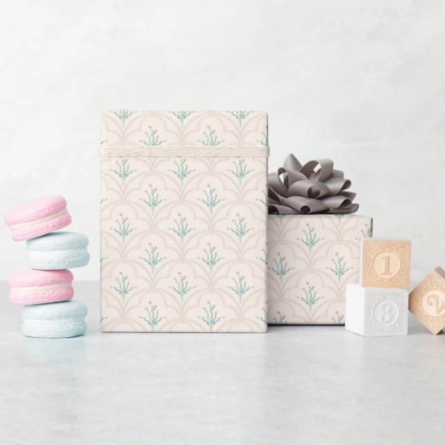 Papel de embrulho com padrão de flores da primaver (Chá de bebê)