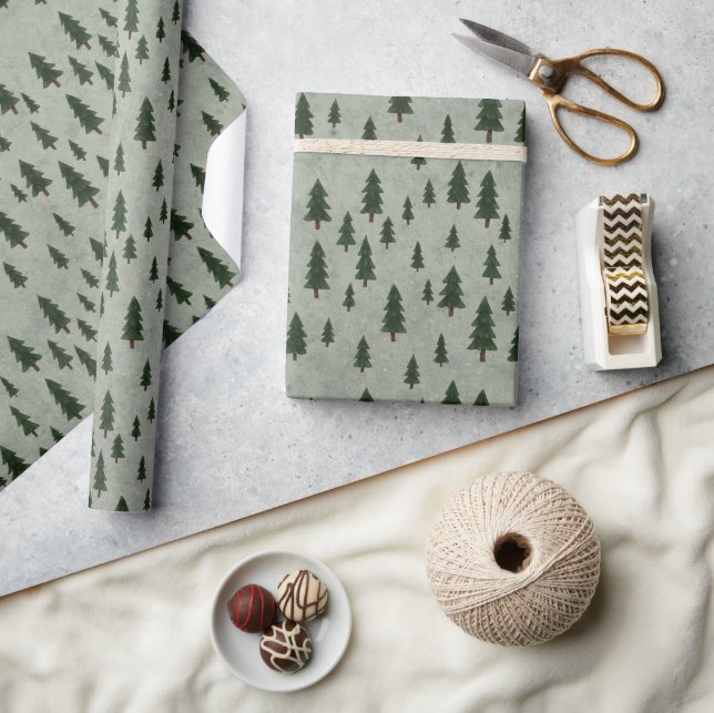 Papel de embrulho com padrão de floresta minimalis (Artesanato)