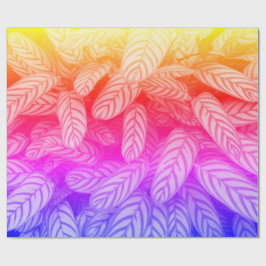 Papel de Embrulho com Padrão de Folhas Botânicas