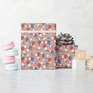 Papel de embrulho com padrão de frutas desenhado à