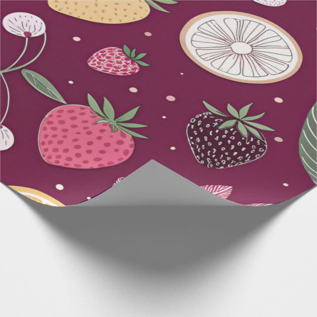 Papel de Embrulho com Padrão de Frutas – Rolo de 7 (Ponta)