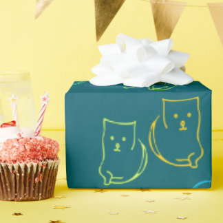 Papel de embrulho com padrão de gato engraçado