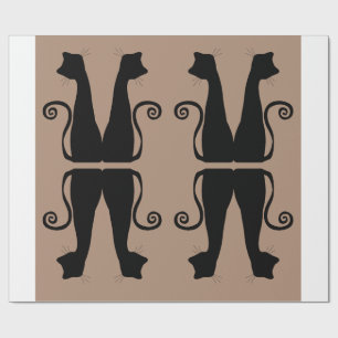 Papel de embrulho com padrão de gato preto minimal