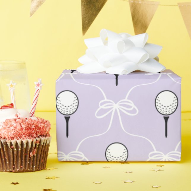 Papel de embrulho com padrão de golfe com laço bra (Festa de aniversário)