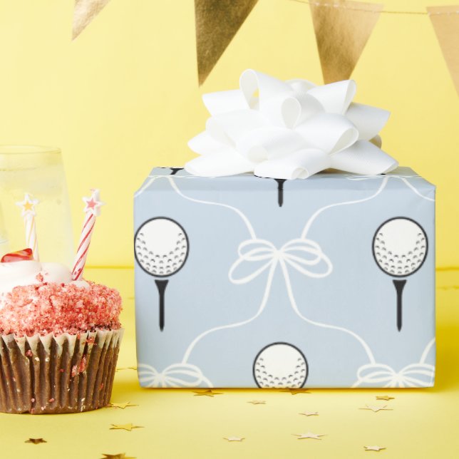 Papel de embrulho com padrão de golfe com laço bra (Festa de aniversário)