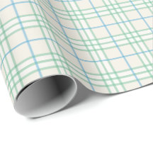 Papel de embrulho com padrão de grade verde e azul