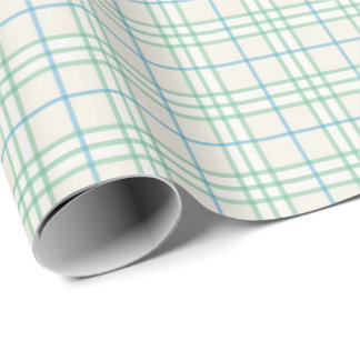 Papel de embrulho com padrão de grade verde e azul