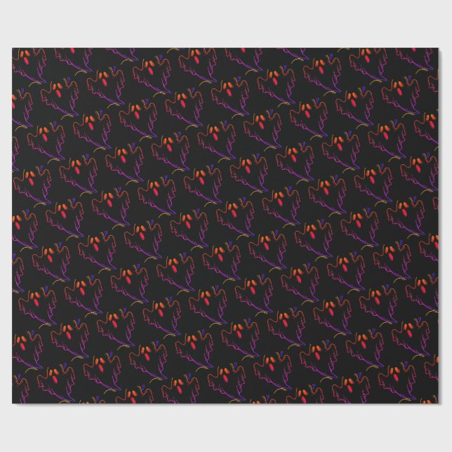 Papel de embrulho com padrão de Halloween assustad (Aberto)