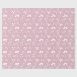 Papel de Embrulho com Padrão de Laço de Fita Rosa