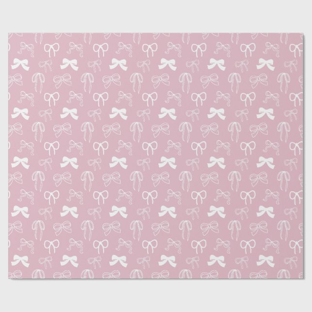 Papel de Embrulho com Padrão de Laço de Fita Rosa (Aberto)