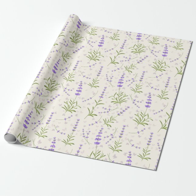 Papel de embrulho com padrão de lavanda (Desenrolado)