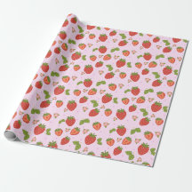 Papel de embrulho com padrão de morango vermelho e