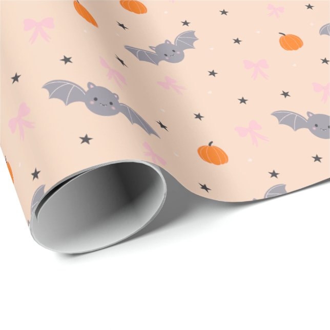 Papel de embrulho com padrão de morcego fofo de ou (Ponta do rolo)