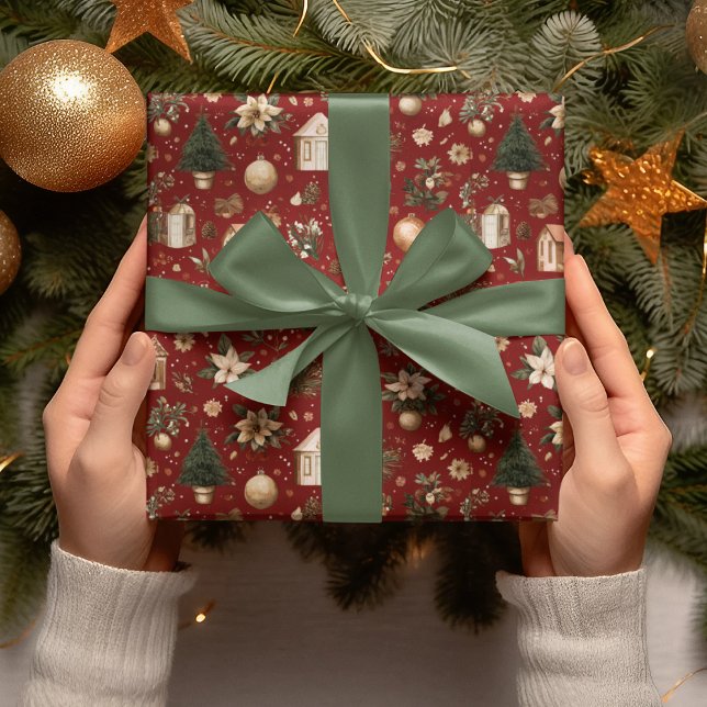 Papel de embrulho com padrão de Natal vintage (Criador carregado)