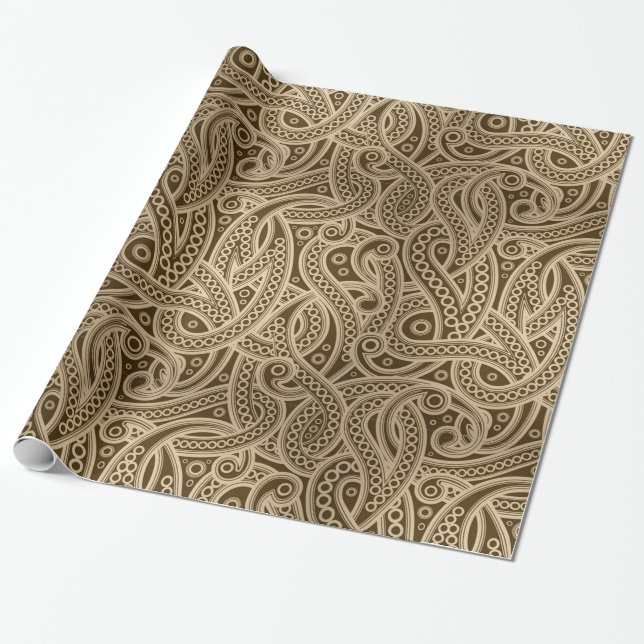 Papel de embrulho com padrão de paisley abstrato d (Desenrolado)