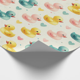 Papel de embrulho com padrão de pato para chá de b