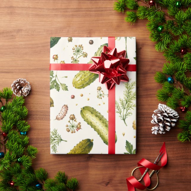 Papel de embrulho com padrão de pepino moderno (Presente de Natal)
