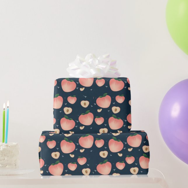 Papel de embrulho com padrão de pêssego de verão K (Presentes para festas)