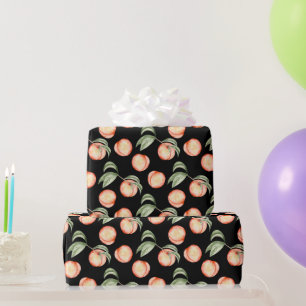 Papel de embrulho com padrão de pêssego doce de ve