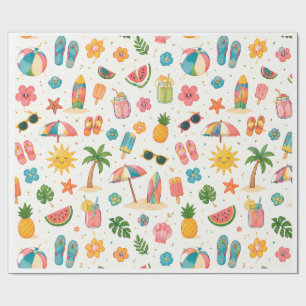 Papel de embrulho com padrão de praia de verão tro