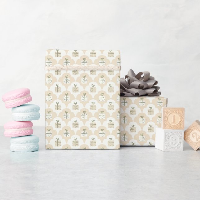 Papel de embrulho com padrão de presente bege suav (Chá de bebê)